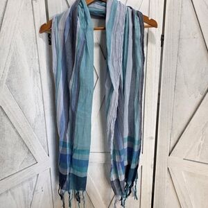 Striped Blue and Gray Scarf